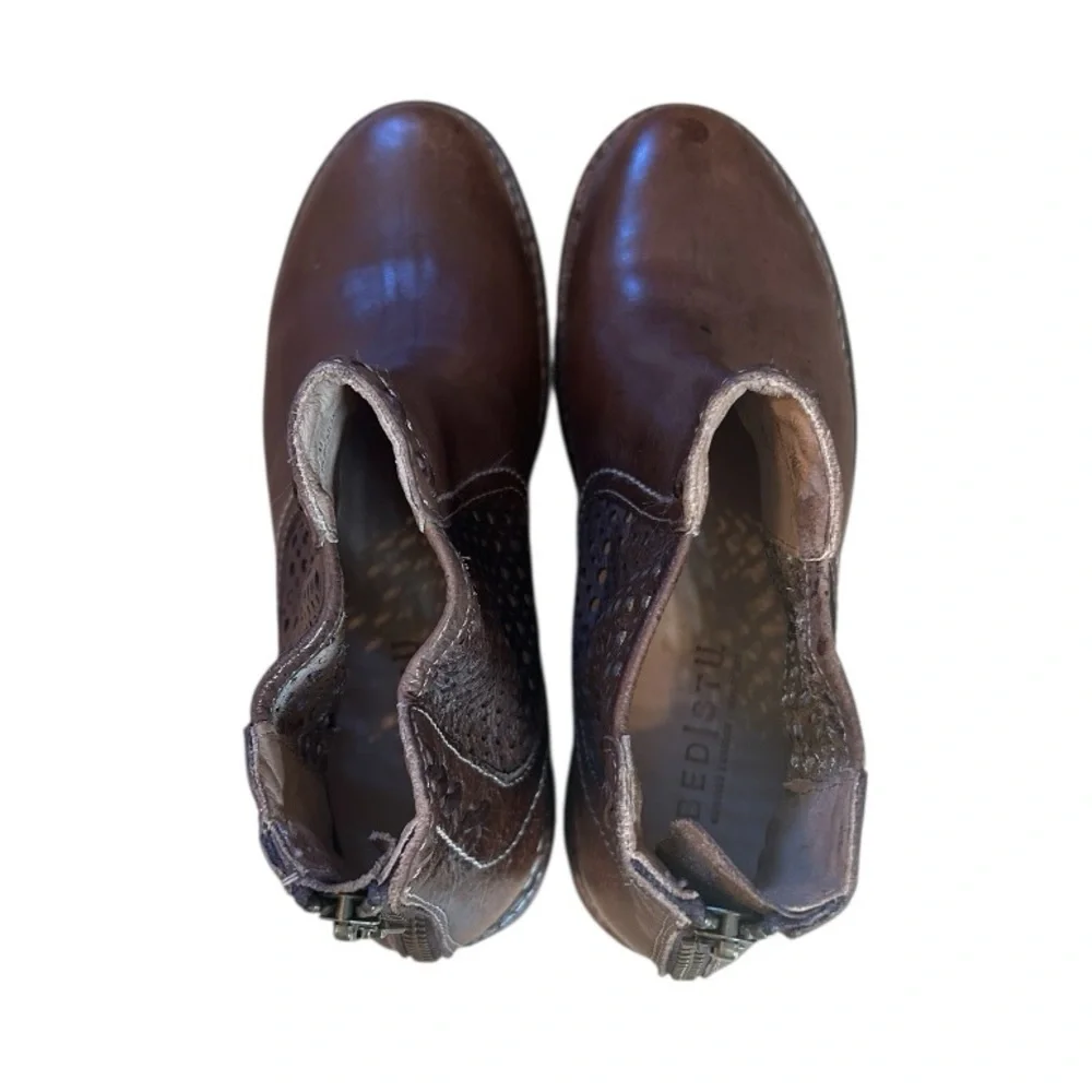 Bed Stu Women's Baylene Teak Driftwood‎ Leather Ankle Moto Bootie, Size 7